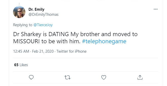 Dr. Emily Thomas tweeted about Dr. Michele Sharkey leaving reasons