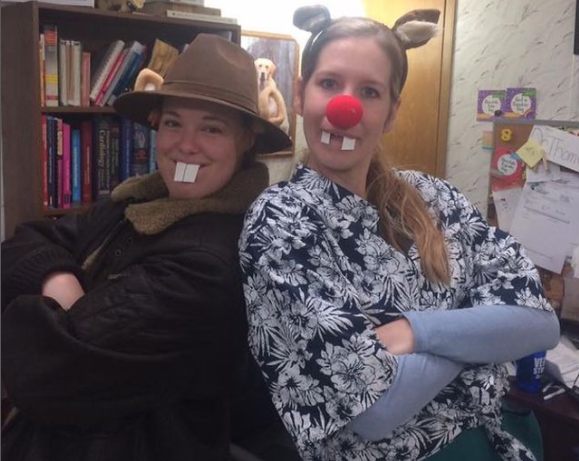 Dr. Michele Sharkey having fun with Dr. Emily Thomas